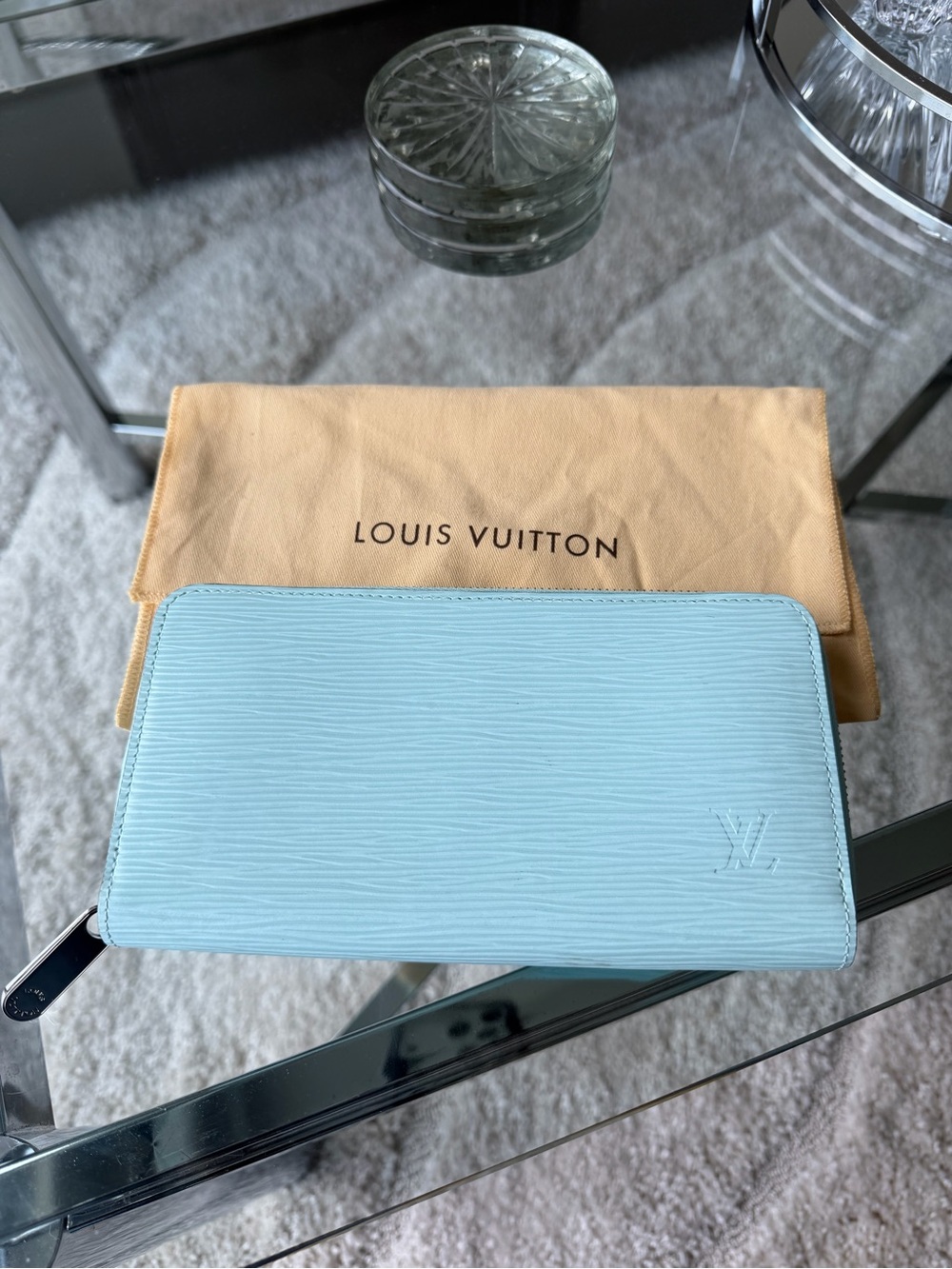 Louis Vuitton RARE Light Blue Epi Leather Zip Wallet